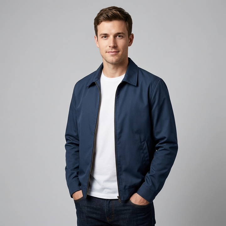 Men's Jacket Oxford Lined Long Sleeve Button-Up Elegant