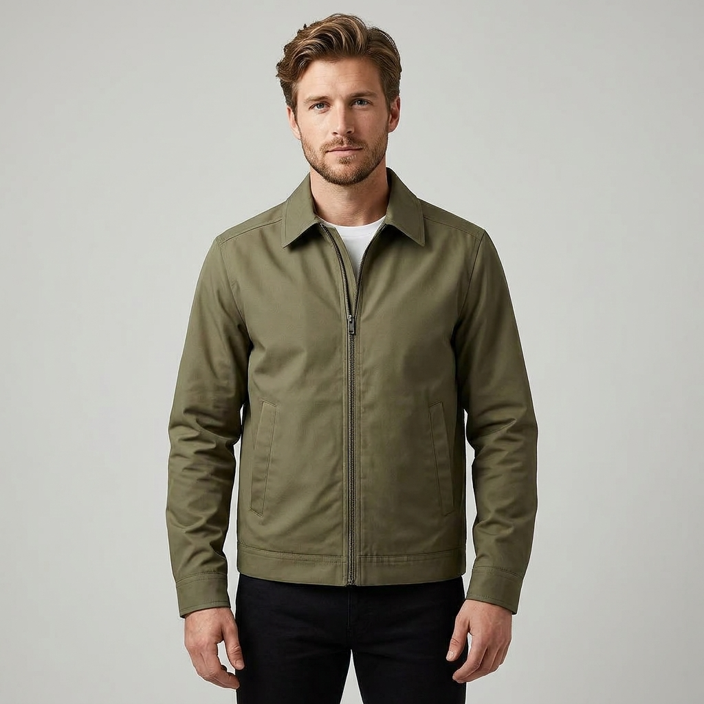 Men's Jacket Oxford Lined Long Sleeve Button-Up Elegant