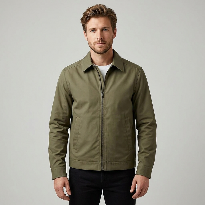 Men's Jacket Oxford Lined Long Sleeve Button-Up Elegant