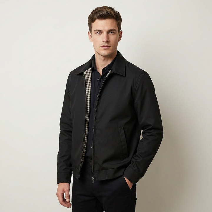 Men's Jacket Oxford Lined Long Sleeve Button-Up Elegant