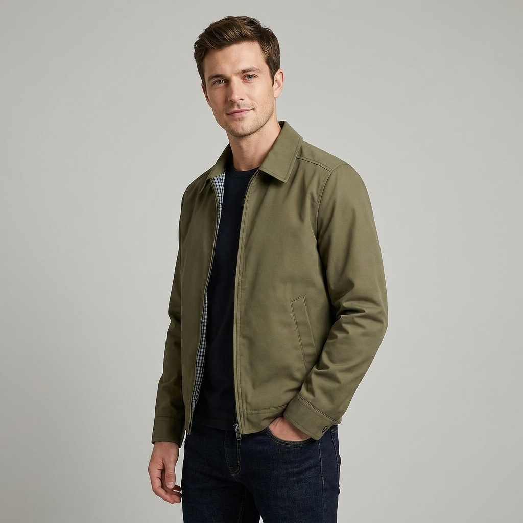 Men's Jacket Oxford Lined Long Sleeve Button-Up Elegant