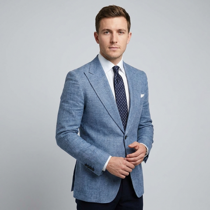 Men's Blazer Lightweight Slim Fit Button-Up