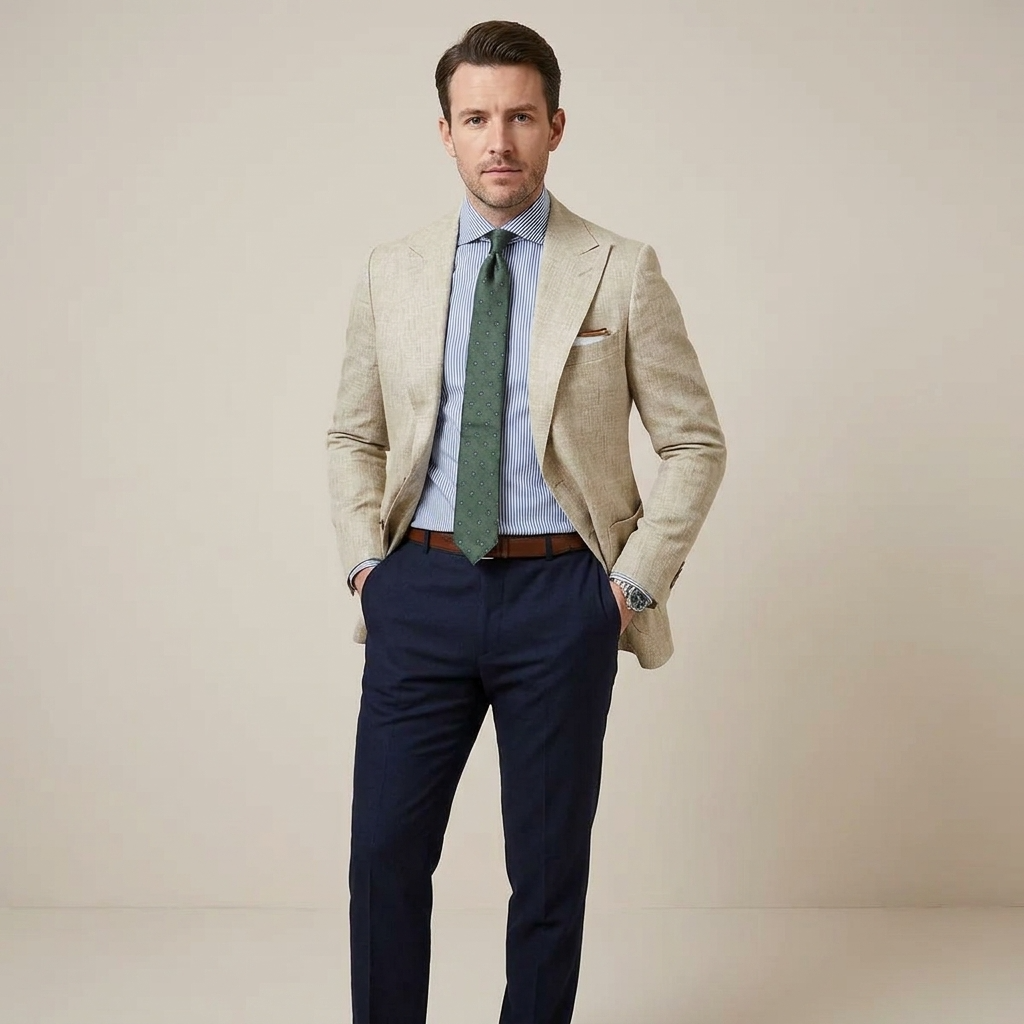 Men's Blazer Lightweight Slim Fit Button-Up