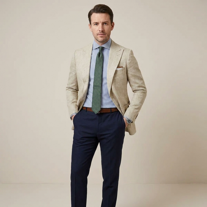 Men's Blazer Lightweight Slim Fit Button-Up