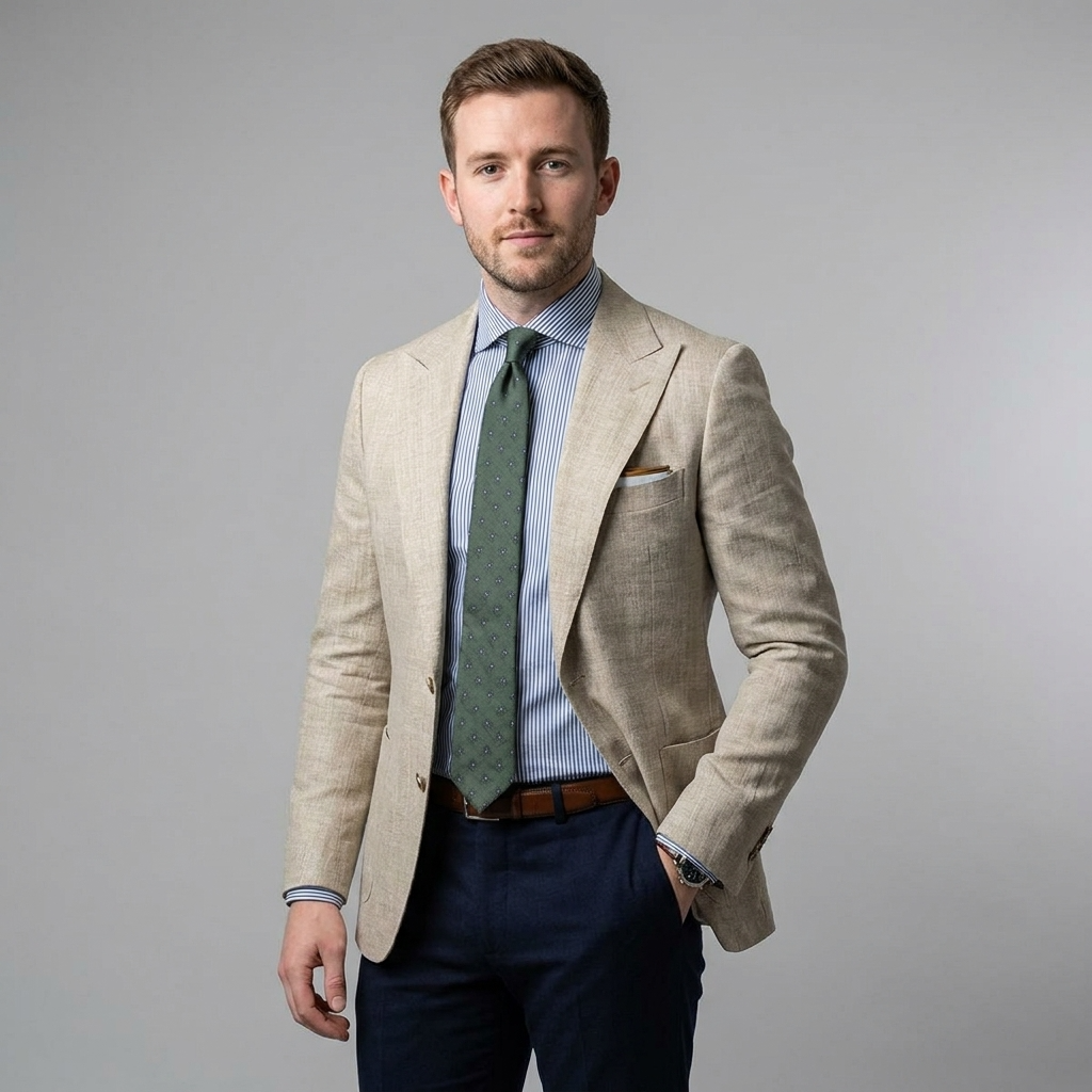 Men's Blazer Lightweight Slim Fit Button-Up