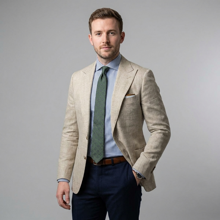 Men's Blazer Lightweight Slim Fit Button-Up