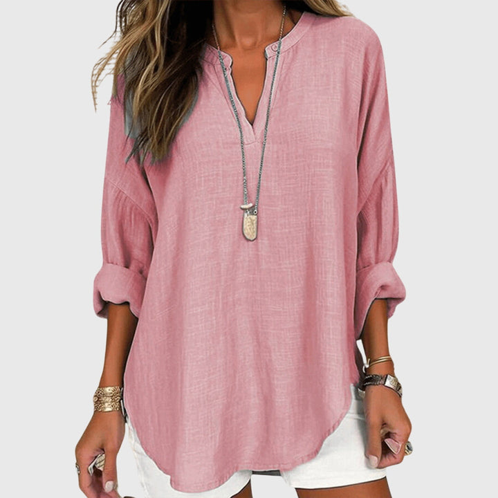 Women's Blouse V-Neck Long Sleeve Button-Up Casual