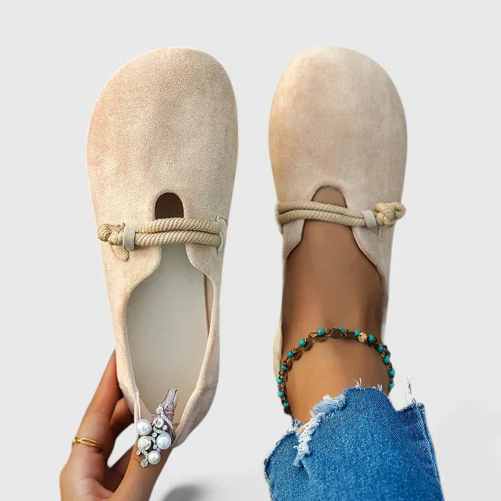 Women's Loafers Leather Orthopedic Slip-On Round Toe Cushioned Insole Casual