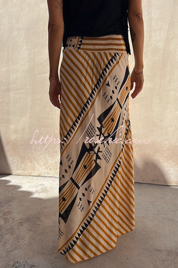 Women's Maxi Skirt Satin Geometric Floral Elastic Waist A-Line Casual Wear