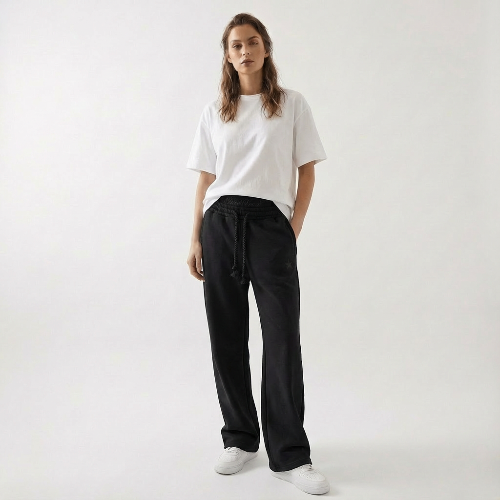 Unisex Joggers Cotton Blend Baggy Fit Elastic Waist Drawstring Pockets