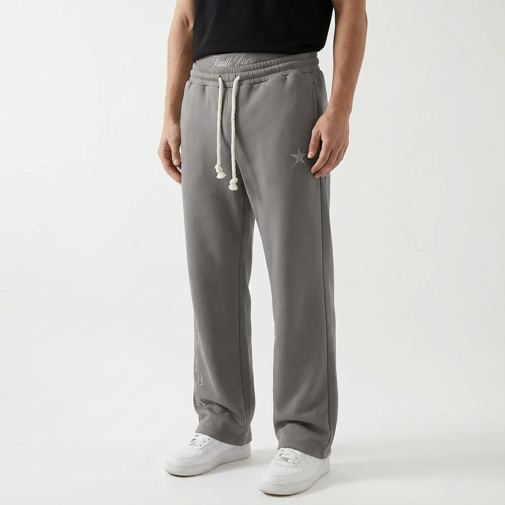 Unisex Joggers Cotton Blend Baggy Fit Elastic Waist Drawstring Pockets