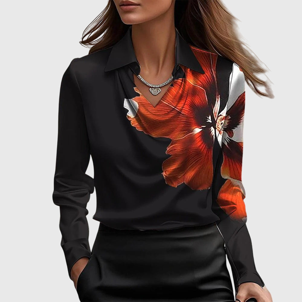 Women's Blouse Slim Fit Long Sleeve Button-Up