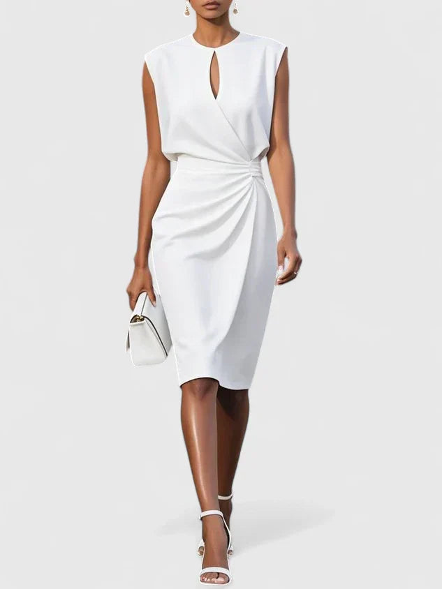 Women's Dress Satin Sleeveless Slim Fit V-Neck
