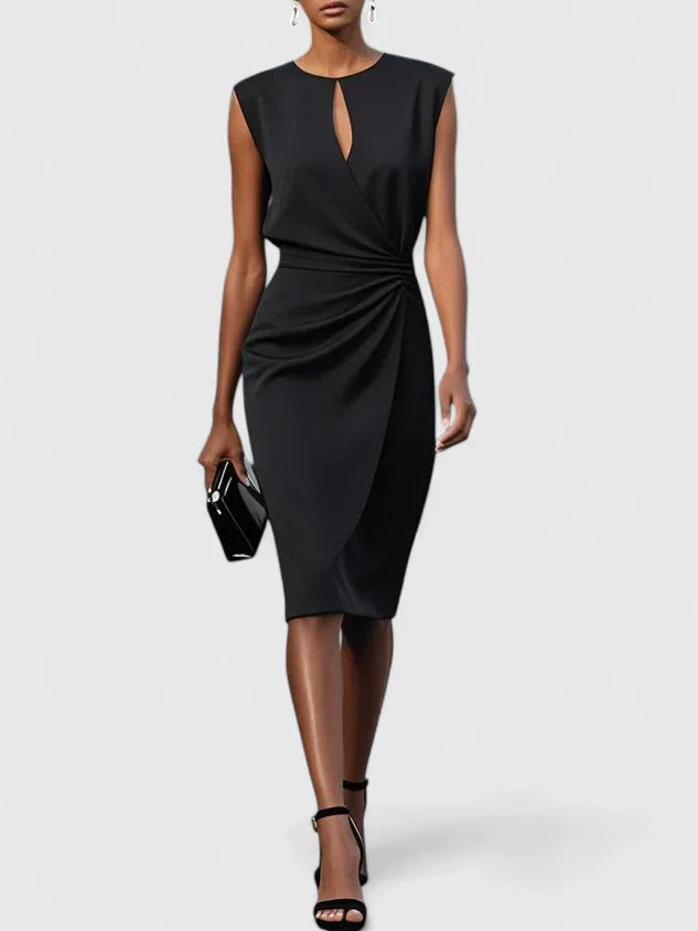 Women's Dress Satin Sleeveless Slim Fit V-Neck