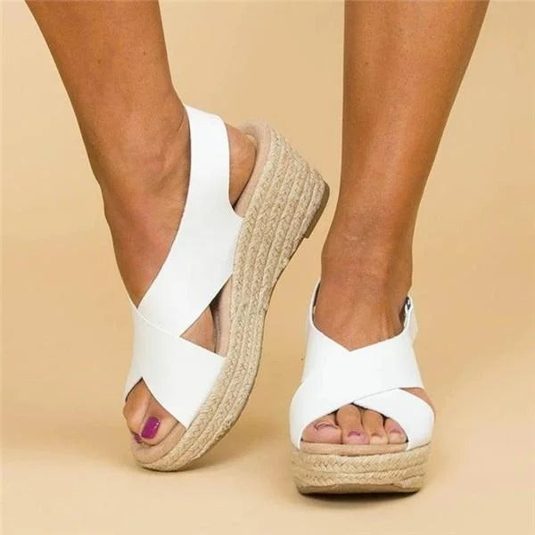 Women's Orthopedic Wedge Sandals Cross Strap Cushioned Sole Casual