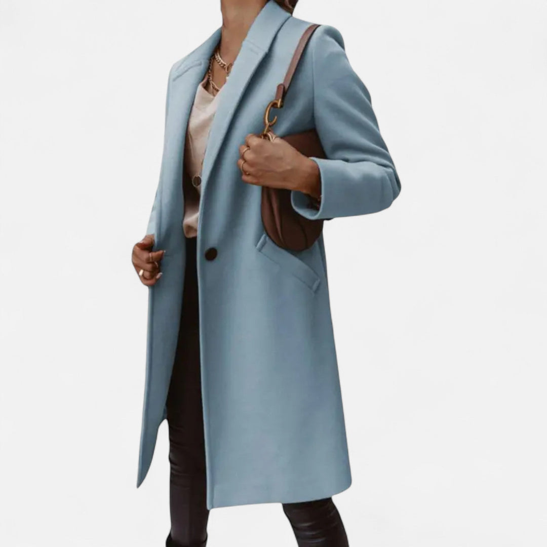 Women's Coat Longline Regular Fit Notch Lapel Button-Up Mid Length Casual Formal
