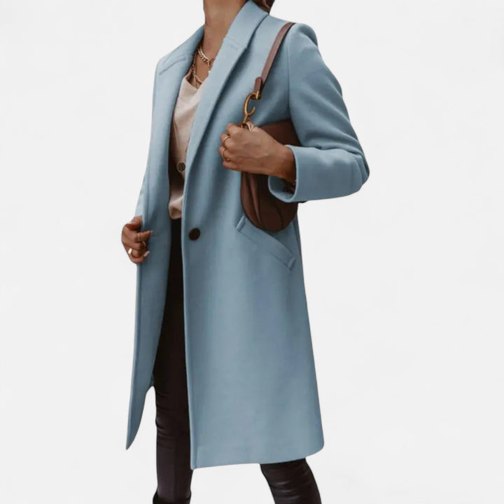 Women's Coat Longline Regular Fit Notch Lapel Button-Up Mid Length Casual Formal