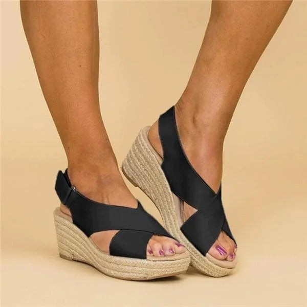 Women's Orthopedic Wedge Sandals Cross Strap Cushioned Sole Casual