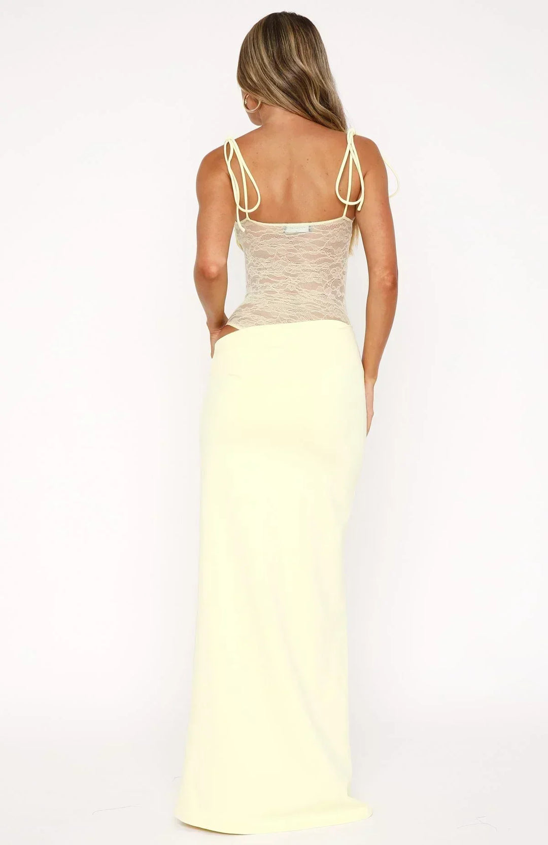 Women's Maxi Dress Sleeveless Lace Panel V-Neck Formal Evening