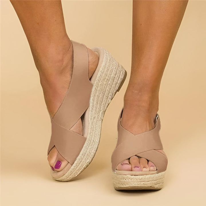 Women's Orthopedic Wedge Sandals Cross Strap Cushioned Sole Casual
