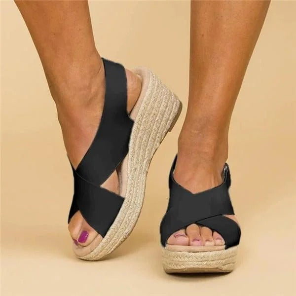 Women's Orthopedic Wedge Sandals Cross Strap Cushioned Sole Casual