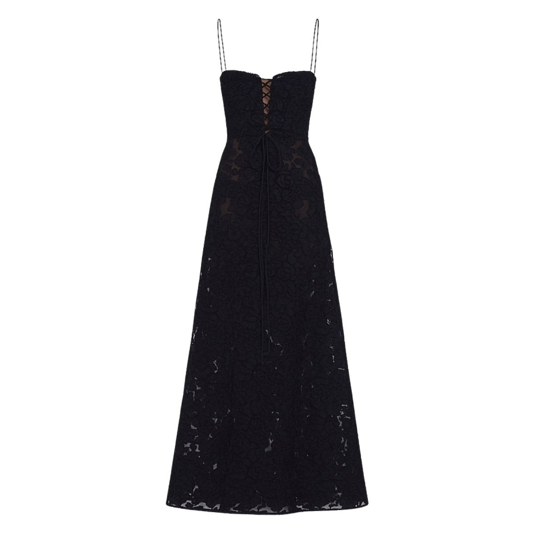 Women's Maxi Dress Corset Jacquard Floral Spaghetti Strap Lace-Up Back