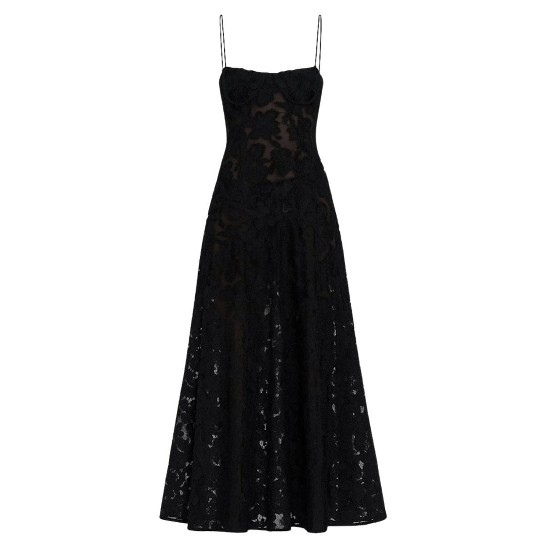 Women's Maxi Dress Corset Jacquard Floral Spaghetti Strap Lace-Up Back
