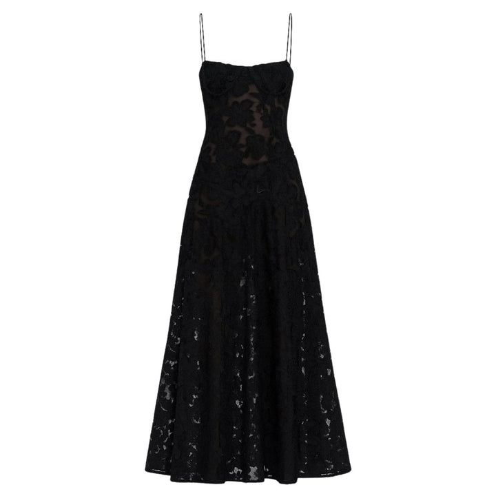 Women's Maxi Dress Corset Jacquard Floral Spaghetti Strap Lace-Up Back