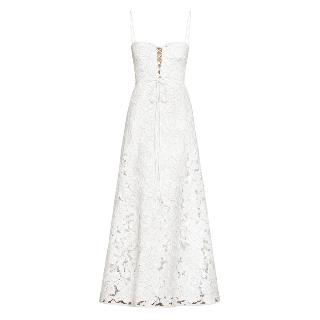 Women's Maxi Dress Corset Jacquard Floral Spaghetti Strap Lace-Up Back