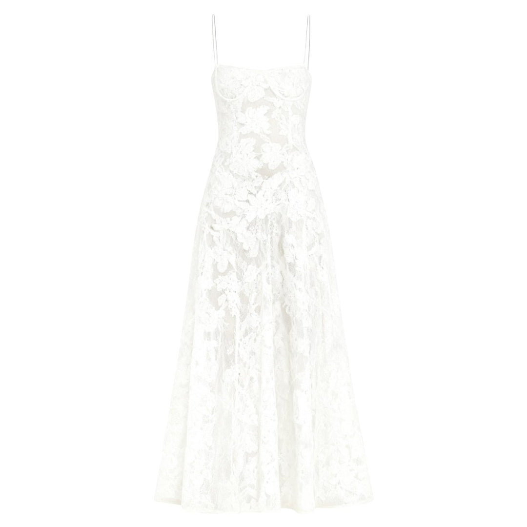 Women's Maxi Dress Corset Jacquard Floral Spaghetti Strap Lace-Up Back