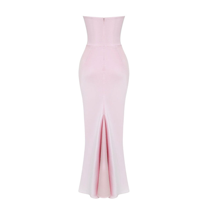 Women's Gown Strapless Corset Satin Structured Bodice Maxi Length