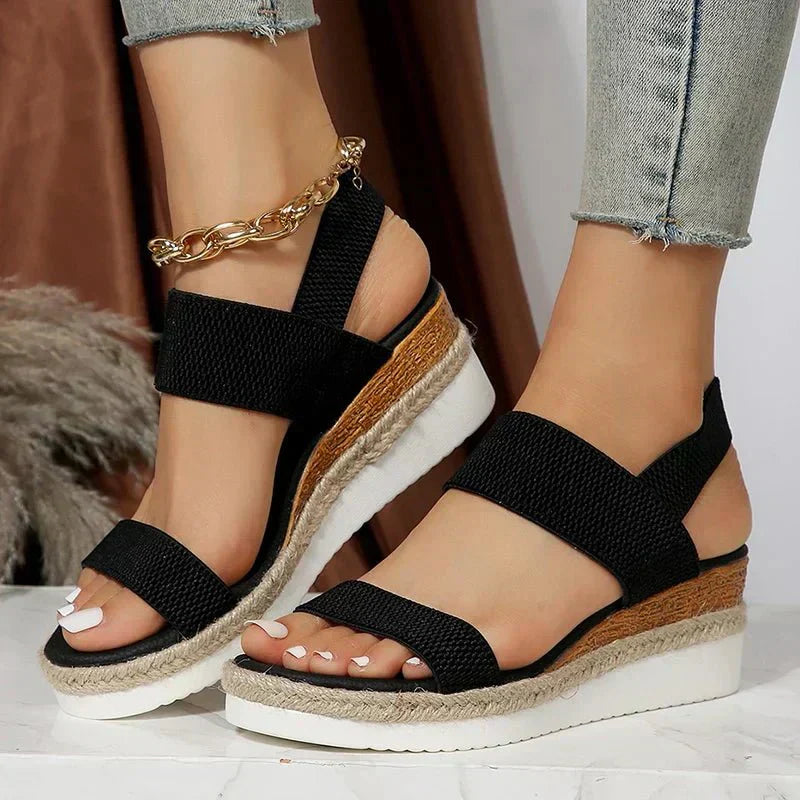 Women's Platform Sandals Orthotic Elastic Strap Lightweight