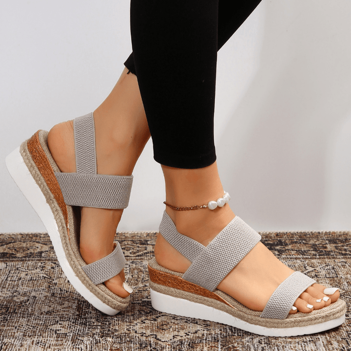 Women's Platform Sandals Orthotic Elastic Strap Lightweight