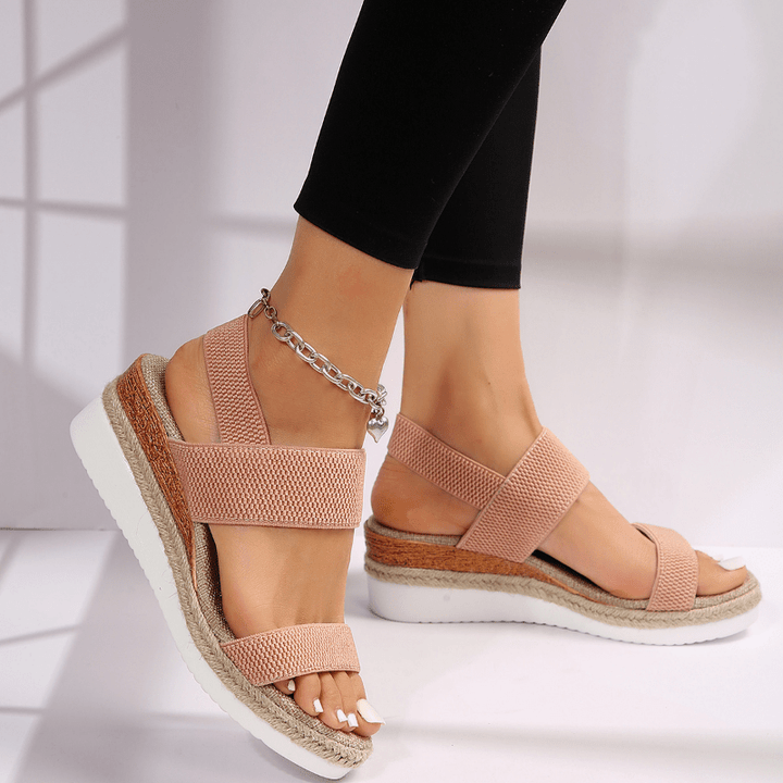 Women's Platform Sandals Orthotic Elastic Strap Lightweight