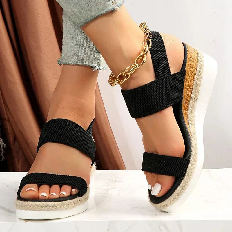 Women's Platform Sandals Orthotic Elastic Strap Lightweight