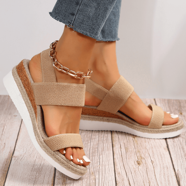 Women's Platform Sandals Orthotic Elastic Strap Lightweight