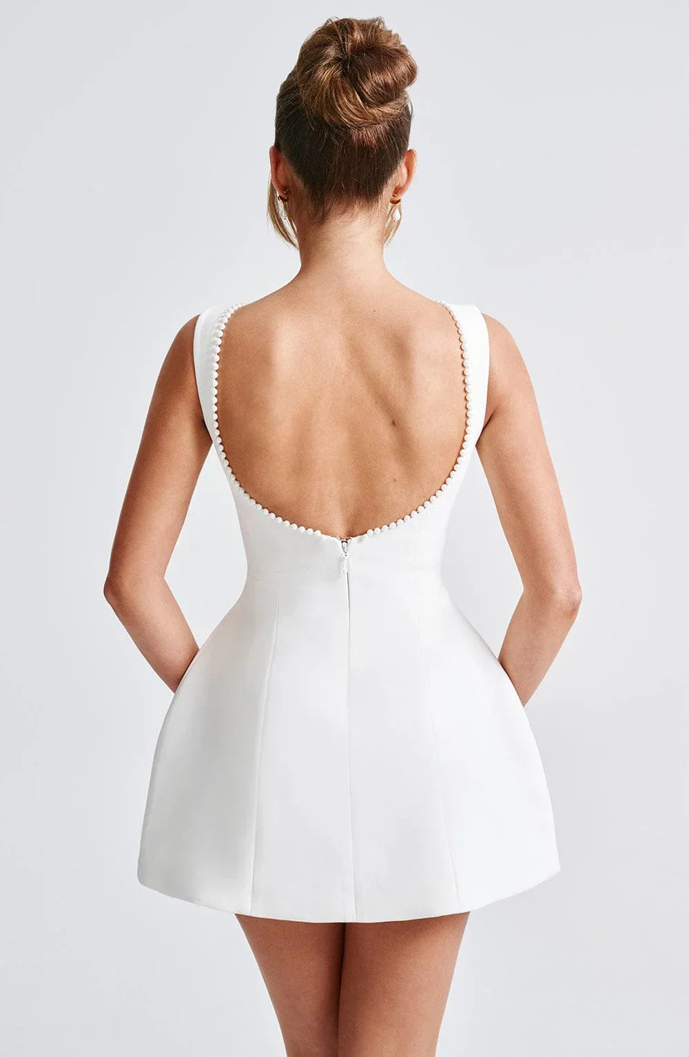 Women's Satin Sleeveless Back Bow Detail Short Evening Dress