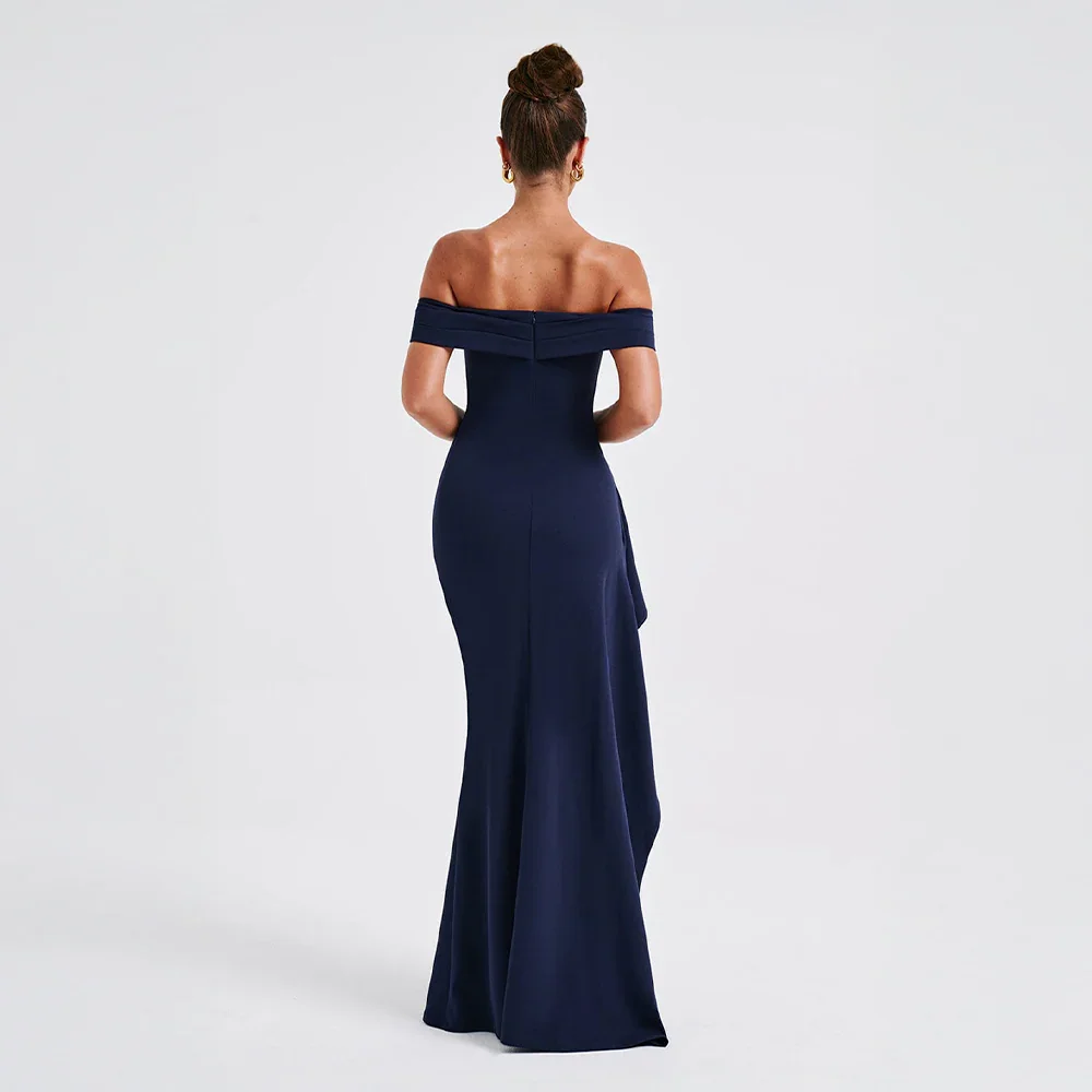 Women's Dress Satin Sleeveless Off Shoulder High Slit