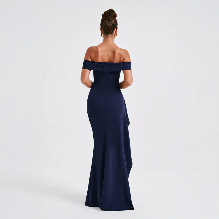 Women's Dress Satin Sleeveless Off Shoulder High Slit