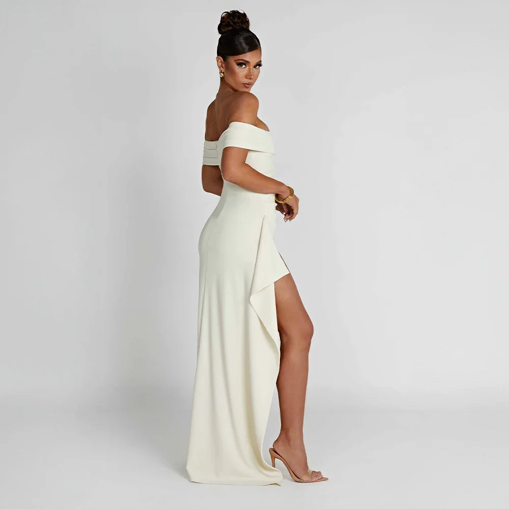 Women's Dress Satin Sleeveless Off Shoulder High Slit