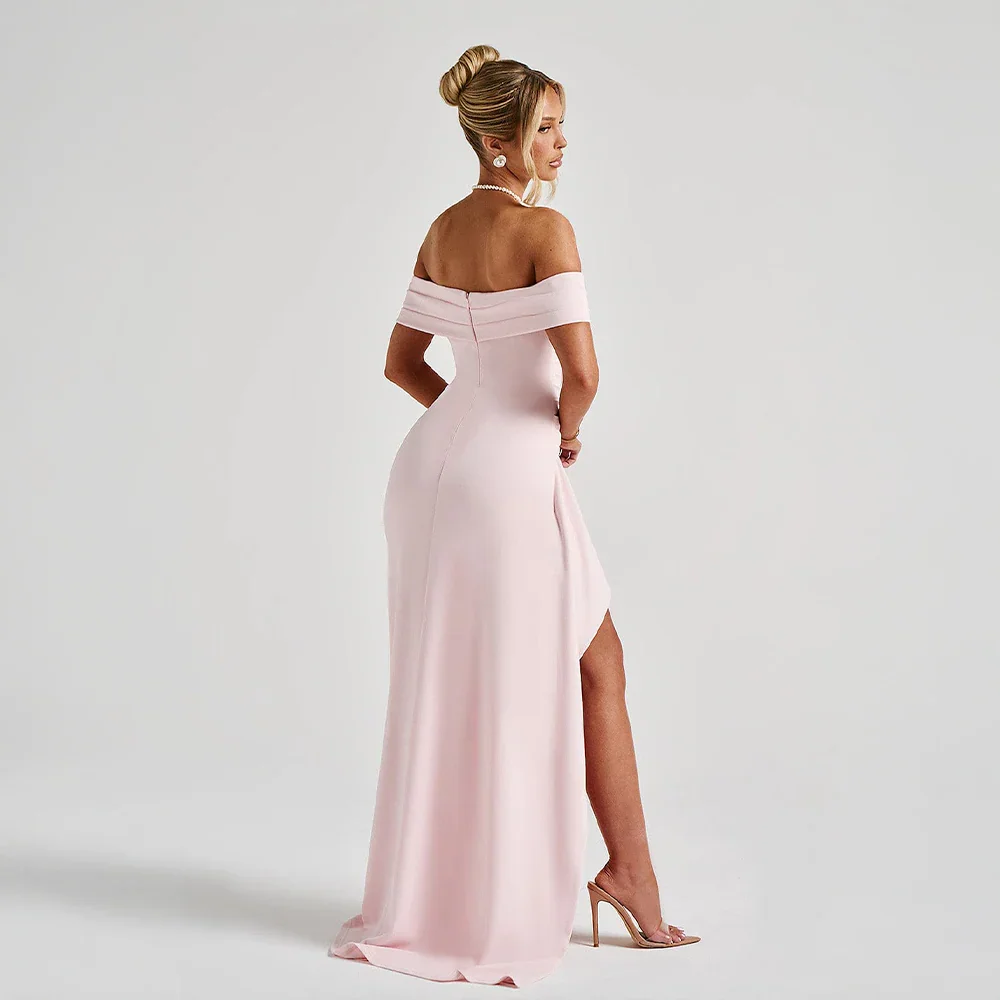 Women's Dress Satin Sleeveless Off Shoulder High Slit