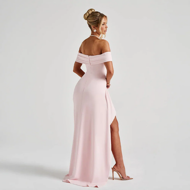 Women's Dress Satin Sleeveless Off Shoulder High Slit