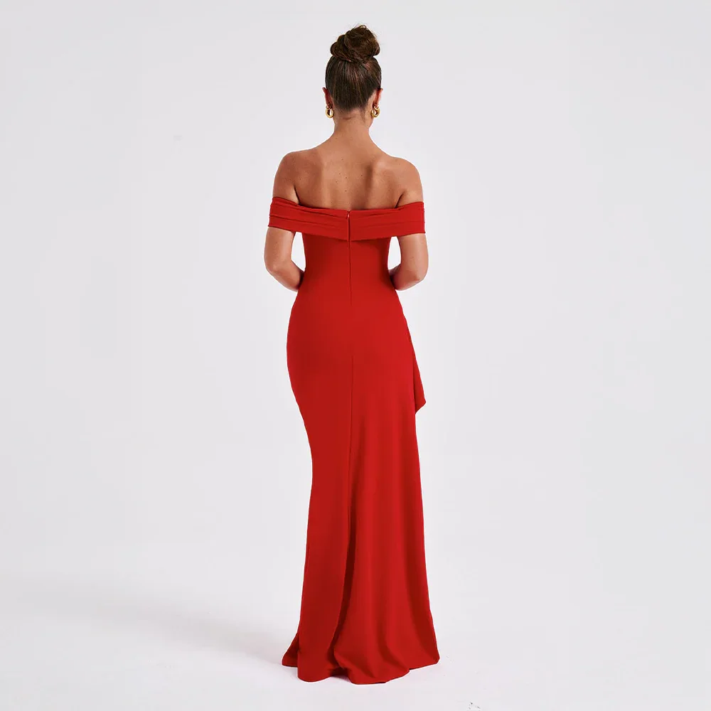 Women's Dress Satin Sleeveless Off Shoulder High Slit