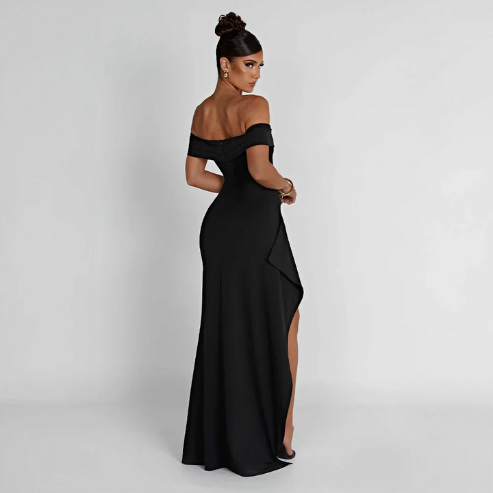 Women's Dress Satin Sleeveless Off Shoulder High Slit