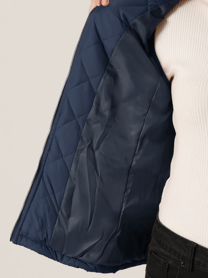 Women's Vest Quilted Lightweight Stand Collar Zip-Up Sleeveless Regular Fit