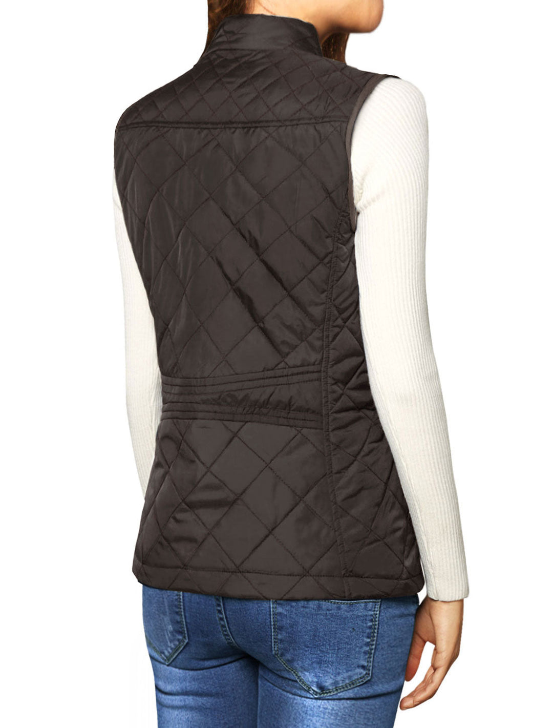 Women's Vest Quilted Lightweight Stand Collar Zip-Up Sleeveless Regular Fit