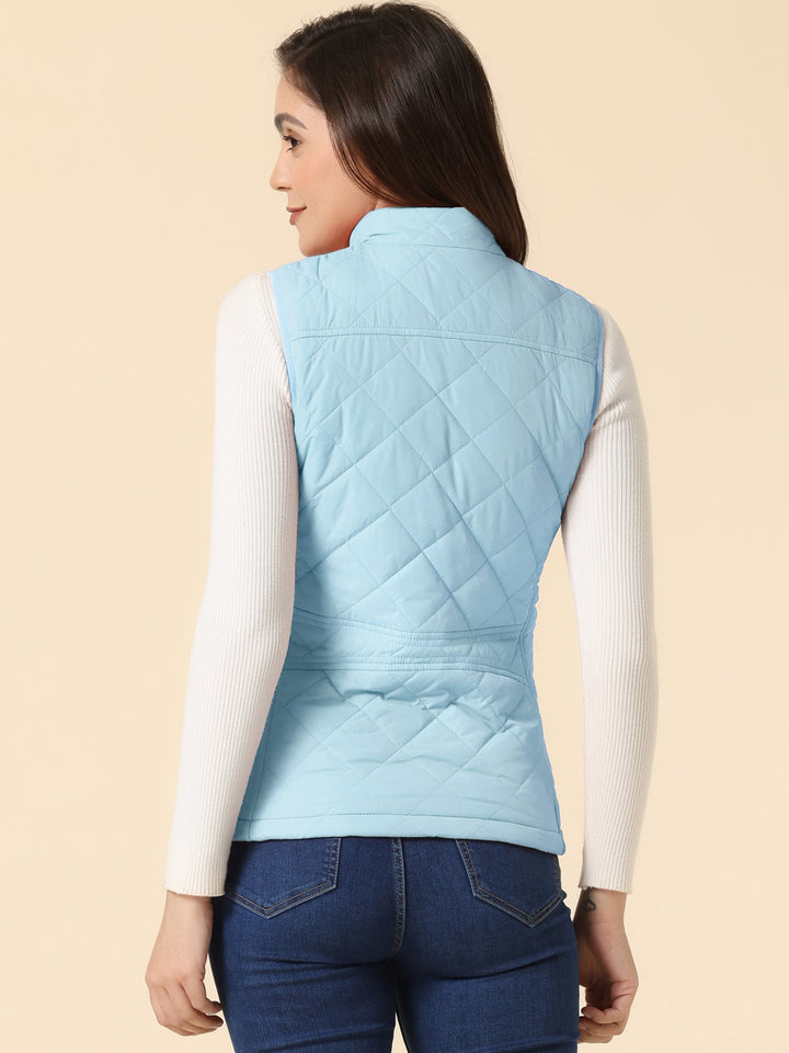 Women's Vest Quilted Lightweight Stand Collar Zip-Up Sleeveless Regular Fit