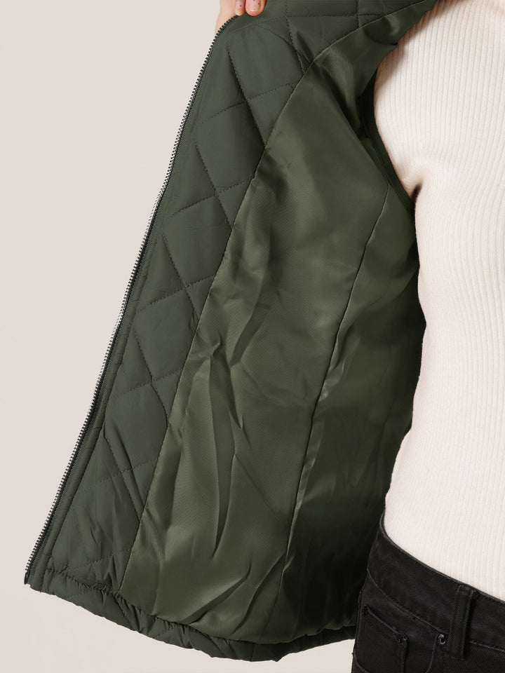 Women's Vest Quilted Lightweight Stand Collar Zip-Up Sleeveless Regular Fit