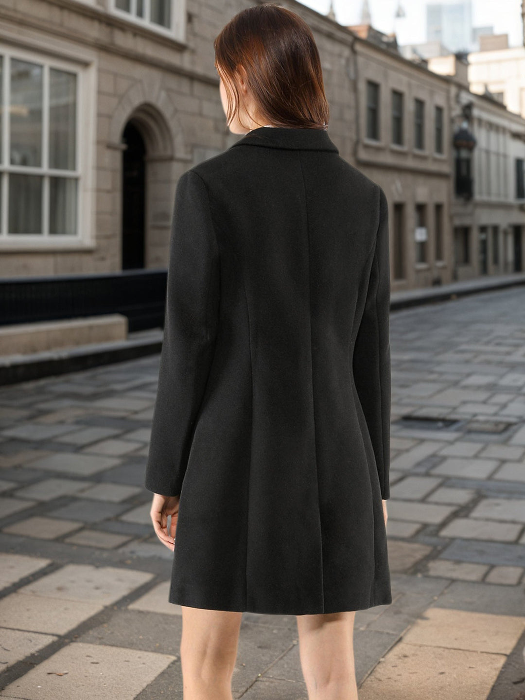 Women's Pea Coat Single-Breasted Notched Lapel Long Sleeve Regular Fit Mid Length