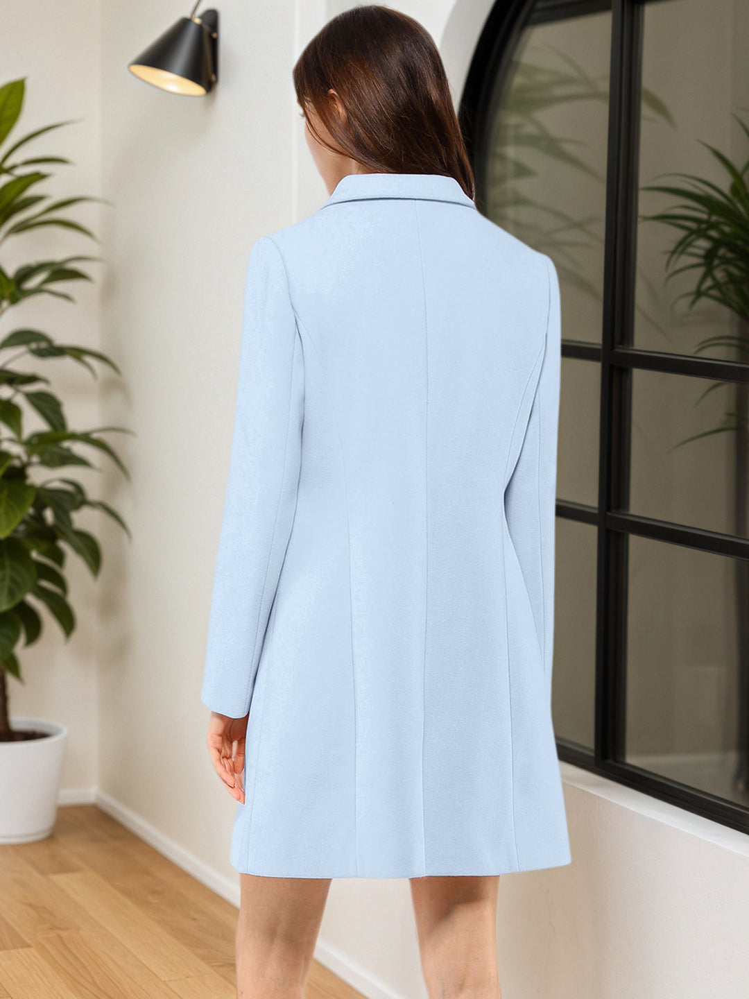 Women's Pea Coat Single-Breasted Notched Lapel Long Sleeve Regular Fit Mid Length